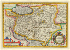 Central Asia & Caucasus, Middle East and Persia & Iraq Map By Jodocus Hondius