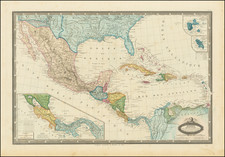 Southeast, Texas, Arizona, New Mexico, Mexico, Caribbean and Central America Map By F.A. Garnier