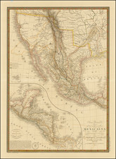 Texas, Southwest, Rocky Mountains, Mexico, Baja California and California Map By Adrien-Hubert Brué