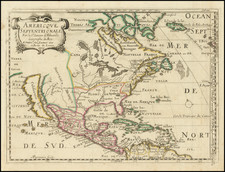 Texas, Midwest, North America and California as an Island Map By Pierre Moullart-Sanson