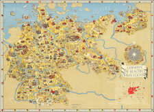 Pictorial Maps, World War II and Germany Map By Riemer