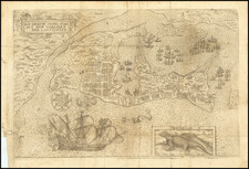 Cuba Map By Baptista Boazio / Jacobus Francus / Francis Drake