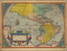 Western Hemisphere and America Map By Abraham Ortelius