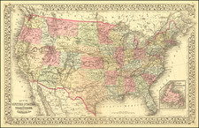 United States Map By Samuel Augustus Mitchell Jr.