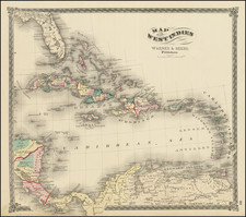 Caribbean Map By Charles Warner  &  F. W. Beers