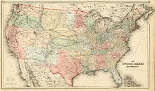 United States Map By Joseph Hutchins Colton