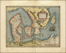 Sweden and Denmark Map By Abraham Ortelius