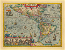 Western Hemisphere and America Map By Jodocus Hondius