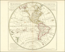 Western Hemisphere, Polar Maps, Pacific Ocean, Alaska, Pacific, New Zealand and Canada Map By Philippe Buache
