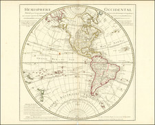 Western Hemisphere, Polar Maps, Pacific Ocean, Alaska, Pacific, New Zealand and Canada Map By Philippe Buache / Jean-Claude Dezauche / Guillaume Delisle