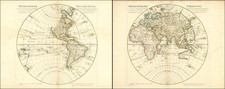 World, Eastern Hemisphere and Western Hemisphere Map By Guillaume Delisle / Philippe Buache