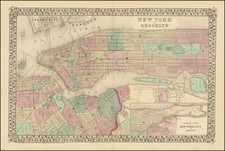 New York City Map By Samuel Augustus Mitchell Jr.