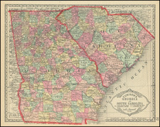 Georgia and South Carolina Map By H.C. Tunison