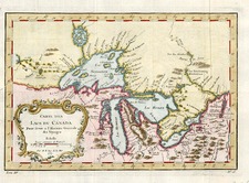 Midwest and Canada Map By Jacques Nicolas Bellin