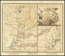 (New York and Long Island) Carte dressee pour la lecture de l'espion Roman de J. Fenimore Cooper Par A.M. Perrot