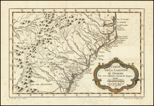 Southeast, Georgia, North Carolina and South Carolina Map By Jacques Nicolas Bellin