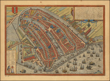 Netherlands and Amsterdam Map By Georg Braun  &  Frans Hogenberg