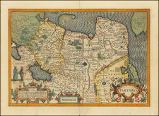 Alaska, China, Korea, Central Asia & Caucasus and Russia in Asia Map By Jodocus Hondius