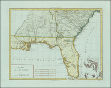 Florida, Southeast and Georgia Map By Pierre Antoine Tardieu