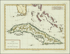 [Bahamas and Cuba]  Carte de  l'Isle de Cuba et des isles Lucayes By Pierre Antoine Tardieu
