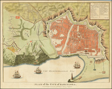 (Barcelona and its Fortifications)  Plan of the City of Barcelona By Paul de Rapin de Thoyras