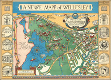 Massachusetts, Pictorial Maps and Boston Map By Alva Scott Mitchell / Elizabeth Paige May