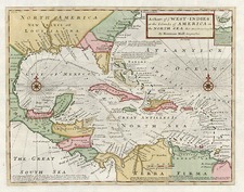 South, Southeast, Caribbean and Central America Map By Herman Moll