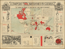 World, British Isles, Italy and World War I Map By Roberts & Leete, Ltd.