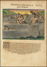 [Florida Indians]  Floridensium in insulas trajectus, ut genio indulgeant. XXVII. [Florida Indians crossing over to an island to take their pleasure.] By Theodor De Bry