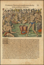 Florida, Curiosities and Native American & Indigenous Map By Theodor De Bry