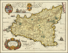 Sicily Map By Matthaeus Merian