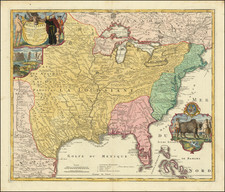 United States, South, Texas, Midwest and Plains Map By Johann Baptist Homann