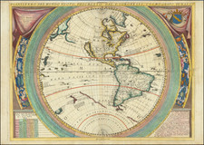 Western Hemisphere, Pacific and America Map By Vincenzo Maria Coronelli