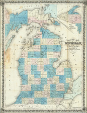 Michigan Map By Ensign, Bridgeman & Fanning