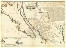 Southwest, Mexico, Baja California, California and California as an Island Map By Nicolas de Fer