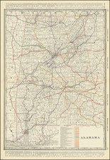 Railroad and County Map of Alabama By George F. Cram