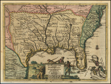 Florida, South, Southeast and Texas Map By Pieter van der Aa