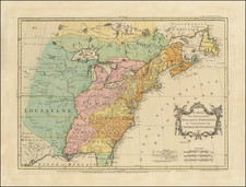 [An English Propaganda Map In French]  Carte Des Possessions Angloises & Francoises Du Continent De L'Amerique Septentrionale 1755.     By Thomas Kitchin / Jean Palairet