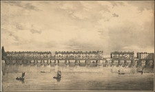 [A View of the West Side of London Bridge in the Year 1710, from an Engraving by Sutton Nicholls]  