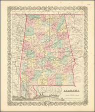 Alabama Map By Joseph Hutchins Colton