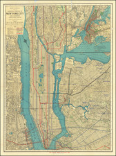 Rand McNally Map of Principal Portion of New York City and Adjoining New Jersey Towns [New York City Showing Streets, Transportation Lines, Parks, Public Buildings, Etc.