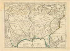 United States, South, Southeast, Texas, Midwest and Plains Map By Guillaume De L'Isle