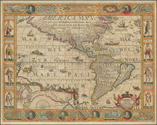 America Map By Pieter van den Keere / Nicolaes Visscher I