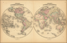 Johnson's Western Hemisphere & Johnson's Eastern Hemisphere By Alvin Jewett Johnson  &  Benjamin P Ward