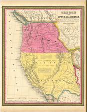 Southwest, Arizona, Utah, Nevada, New Mexico, Rocky Mountains, Idaho, Utah, Oregon, Washington and California Map By Samuel Augustus Mitchell