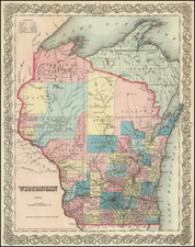 Wisconsin Map By Joseph Hutchins Colton