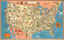 United States and Pictorial Maps Map By Greyhound Company