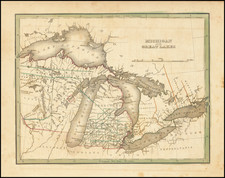 Midwest, Michigan, Wisconsin and Canada Map By Thomas Gamaliel Bradford