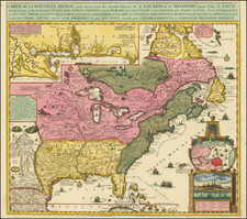 United States, Midwest and Canada Map By Nicolas de Fer