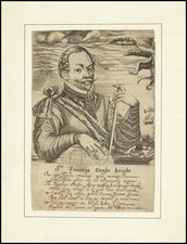 (16th Century Drake Portrait) Sr. Frauncis Drake knight [Engraved portrait of Sir Francis Drake, with globe, navigational instruments, armillary sphere and a compass]